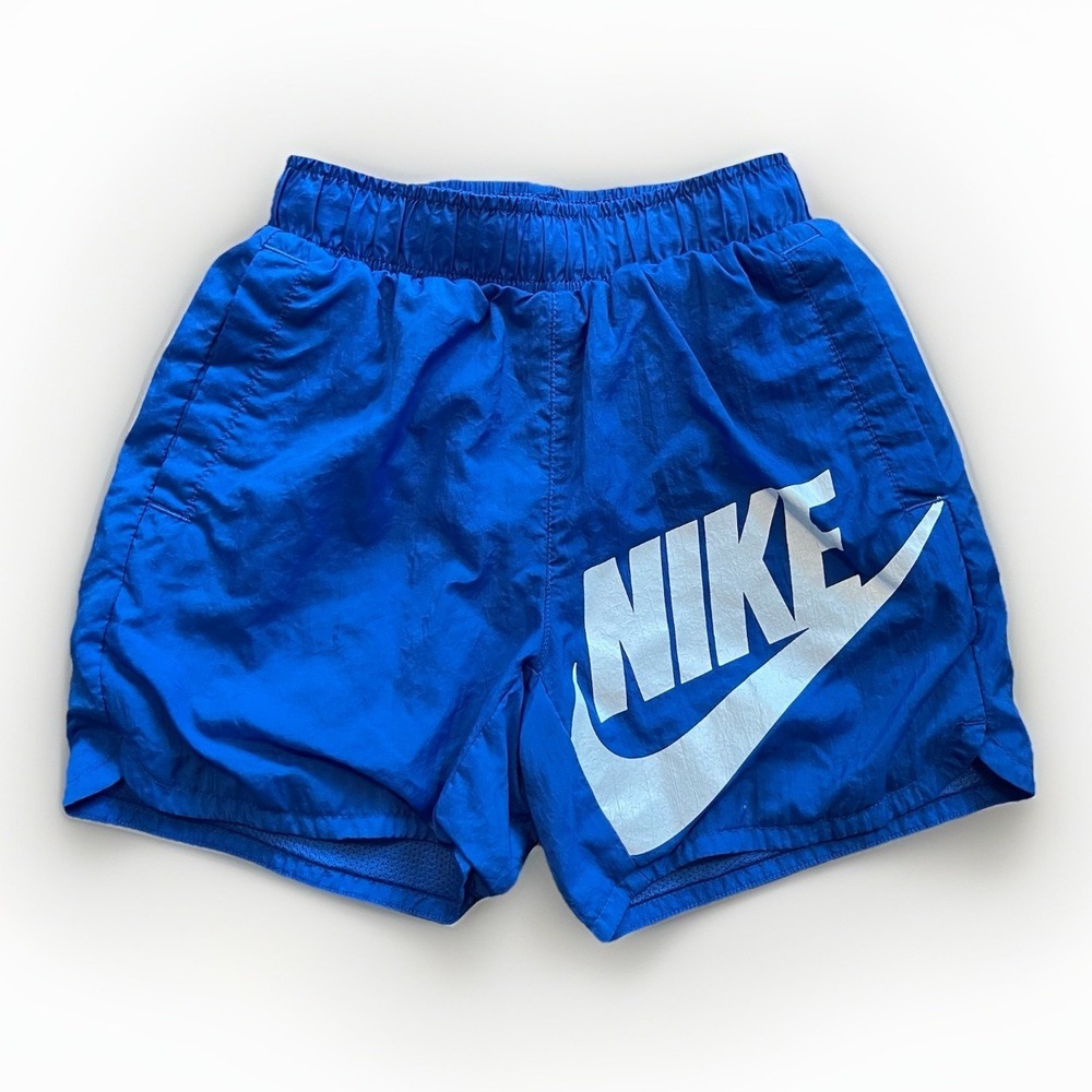 Nike Boys Woven Shorts Youth XS Blue Lightweight Stretch Logo Casual